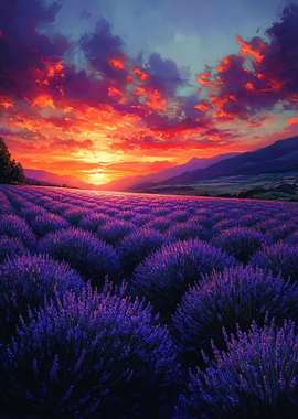 Lavender field at sunset