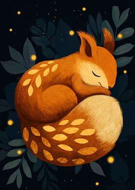 Sleeping Fox Digital Art