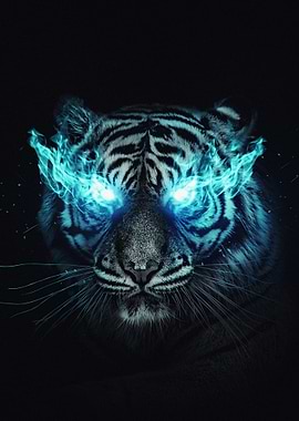 Tiger with Blue Fire Eyes