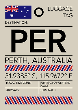 PER Perth, Australia Airport Luggage Tag