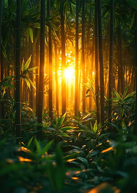 Bamboo Forest at Sunset