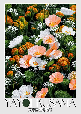 Yayoi Kusama sage green Wall Art Dopamine Decor maximalist Japanese Art Japandi Poster Wabi Sabi Art Botanical Wall Art