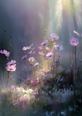 Dreamy Cosmos Flower Field