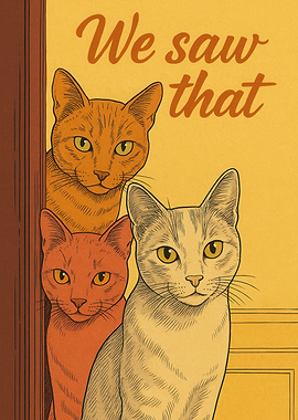 Three Cats 'We saw that' Bathroom Poster