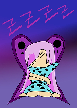 Sleeping Cartoon Character with Butterfly Wings