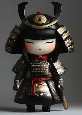 Samurai Doll in Black and Gold