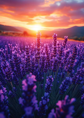 Lavender field at sunset