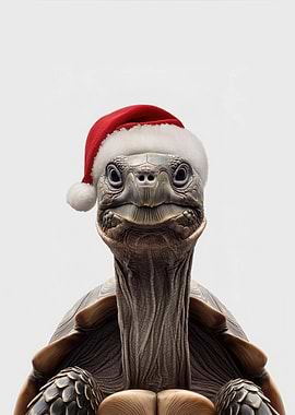 Christmas Turtle with Santa Hat