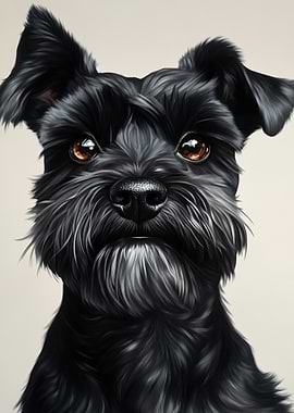 Portrait of a Black Schnauzer Dog