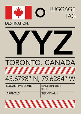 YYZ Toronto, Canada Airport Luggage Tag