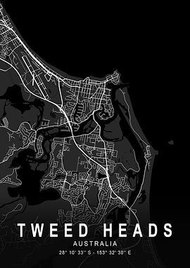 Tweed Heads Dark Map