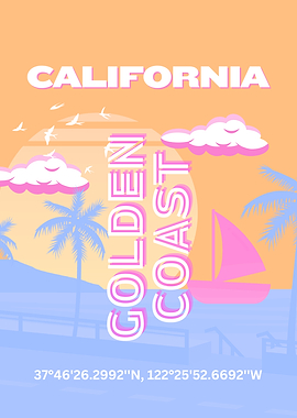 California Golden Coast Travel Poster