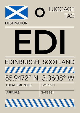 EDI Edinburgh, Scotland Airport Luggage Tag