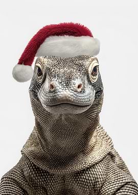 Komodo Dragon Christmas Portrait