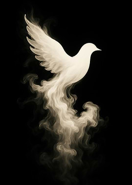 Dove in Flight Made of Smoke