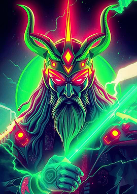 Cyberpunk Warrior Neon Sword