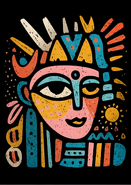 Abstract Face with Geometric Elements