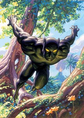 Black Panther Leaping in Action