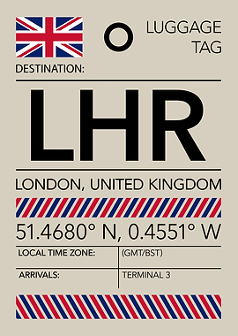LHR London, UK Airport Luggage Tag