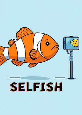 Selfish Fish Cartoon Illustration
