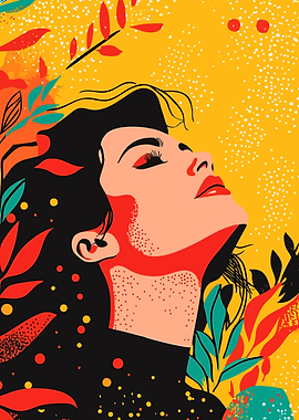 Beautiful Floral Woman Abstract Art Minimalist Art Illustration