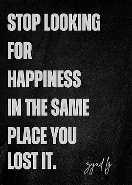 Happiness Quote on Black Textured Background