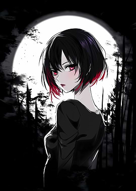 Anime Girl in Moonlight
