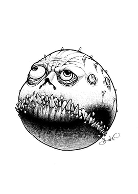 Spiky Monster Ball Black and White