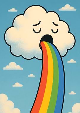 Cartoon Cloud Vomiting Rainbow