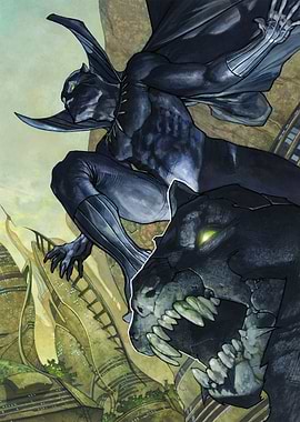 Caped Black Panther at the Ready