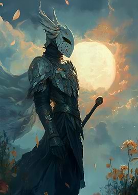 Armored Knight in Fantasy Landscape