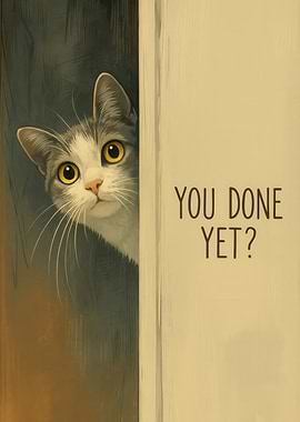 Curious Cat Peeking Bathroom