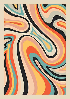 Retro Swirl Abstract Art