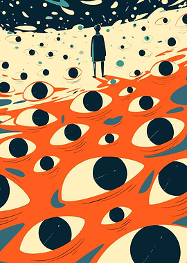 Lots of Eyes on You Surreal Art Graphic Illustration