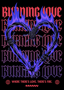 Burning Love Barbed Wire Heart