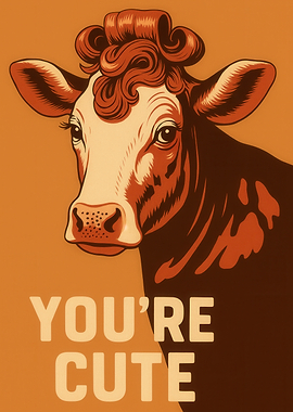 Cute Cow Portrait for Bathroom