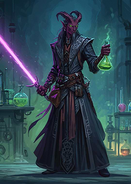 Tiefling Alchemist Glowing Sword