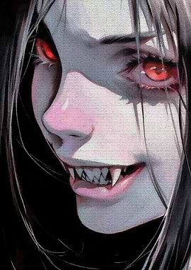 Vampire Portrait with Red Eyes