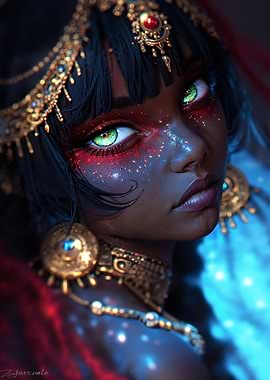 Exotic Woman with Emerald Eyes