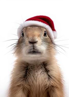 Christmas Prairie Dog with Santa Hat