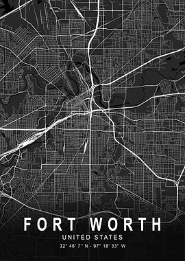 Fort Worth Dark Map