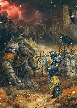 Fantasy Battle: Warrior vs. Stone Monster