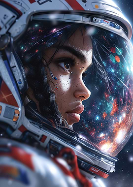 Astronaut Woman in Space Helmet