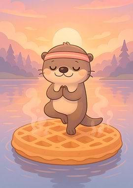 Otter doing Yoga on Waffle
