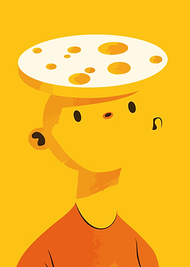 Cheese Being Surreal Art Humor Cute Funny Minimalist Art Illustration