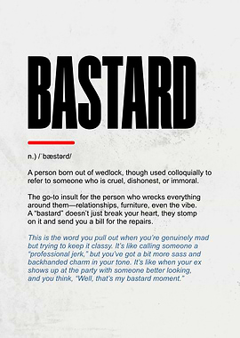 Bastard Definition Typography Print