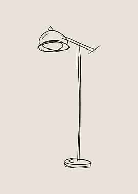 Floor Lamp Line Art