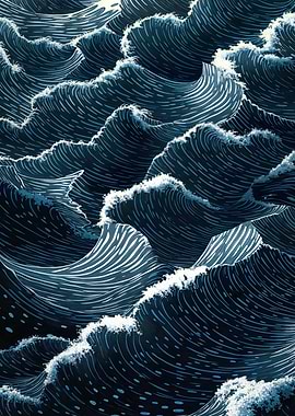 Japandi Wall Art Wabi Sabi Print Mid century Modern Navy Blue Wall Art Minimalist Japanese Wall Art Ocean Wall art Blue Wall Art