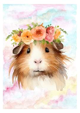 Guinea Pig with Floral Crown