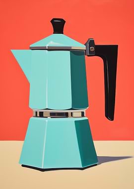 Teal Moka Pot Still Life